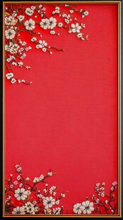 红色梅花边框喜庆背景图