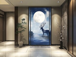 梦幻月夜麋鹿玄关装饰画