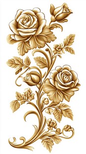 金色玫瑰花纹精美图案