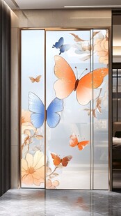 蝴蝶花卉玻璃移门装饰