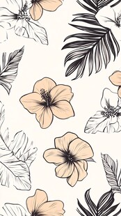 热带花卉植物无缝图案