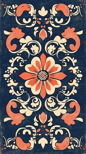 复古花卉图案装饰画