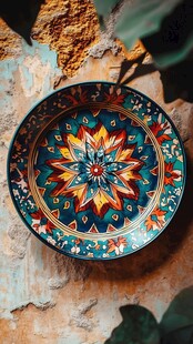 绚丽手绘花纹装饰盘