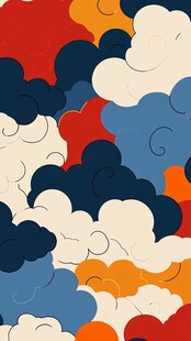 多彩云朵无缝图案背景