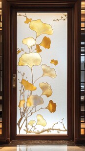 银杏雕花玻璃门尽显雅致