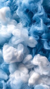 蓝白蓬松毛绒材料特写