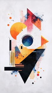 抽象几何水彩艺术画作