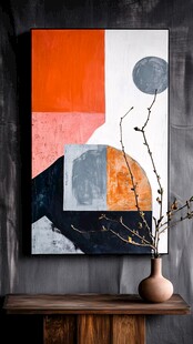 现代抽象挂画与简约摆件