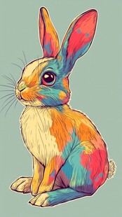 多彩萌兔插画