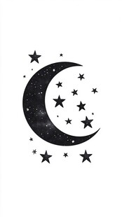 水墨风星月图案