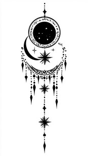 梦幻星月捕梦网图案设计