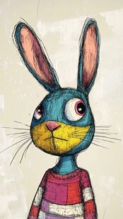 彩色兔子卡通形象插画