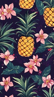 热带风情菠萝花卉图案
