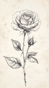 素描玫瑰手绘插画
