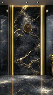 奢华黑金大理石玄关墙面