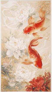 锦鲤牡丹图 祥瑞之景
