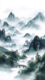 水墨山水间的诗意景致