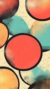 多彩波普风圆形图案背景