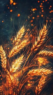 金色麦穗在暗夜中闪耀