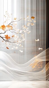 中式写意花鸟梦幻背景图