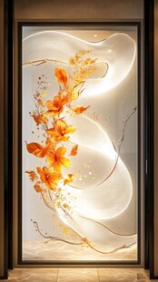 晶透花卉玄关艺术玻璃画