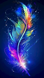 梦幻炫彩发光羽毛艺术图