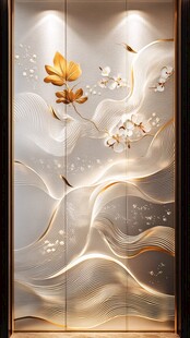 金色花鸟艺术玻璃装饰画