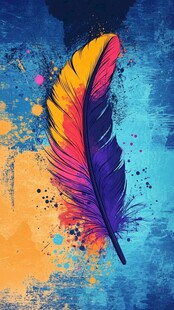 彩色泼墨羽毛艺术插画