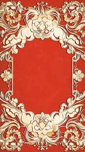 红色背景金色花纹装饰框