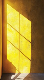 阳光透过窗棂洒在墙面