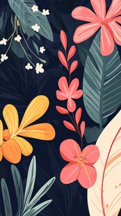 梦幻花卉插画 绚丽色彩