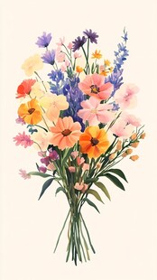 缤纷多彩手绘花卉插画