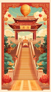 中式古风辉煌宫殿景观