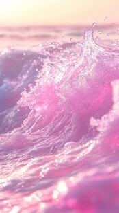 梦幻粉色海浪浪漫瞬间