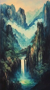 梦幻山水间的壮美瀑布