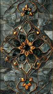 奢华金属宝石镶嵌装饰图案