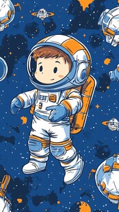 可爱宇航员遨游太空世界