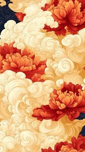 牡丹祥云图 传统中式纹样