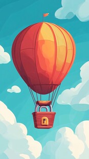 卡通风格的空中热气球
