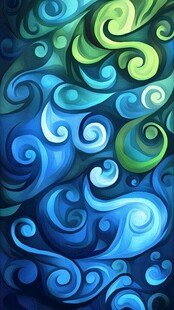 蓝绿交织的梦幻漩涡图案