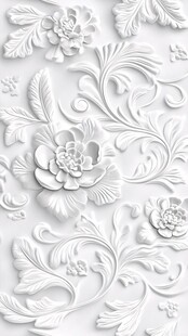 立体白色花卉浮雕装饰图案