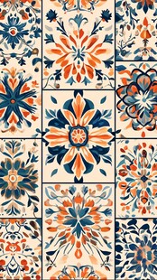复古花卉瓷砖图案设计