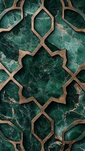 绿玉镶嵌金属几何花纹图案