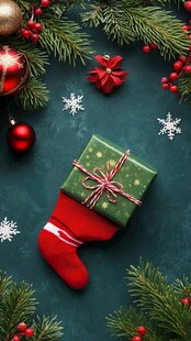 圣诞装饰与礼物的温馨画面