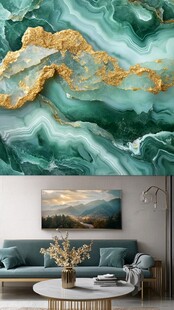 绿金大理石纹理装饰画