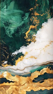 梦幻金绿云海艺术画作