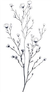 手绘简约花卉植物线条图