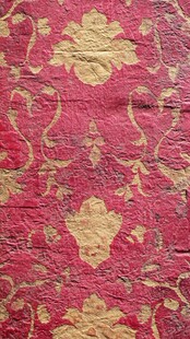 复古红金花纹墙面纹理
