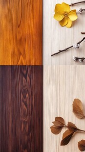 多样木纹与花卉装饰素材