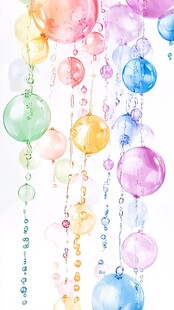 梦幻彩色气球悬挂画面